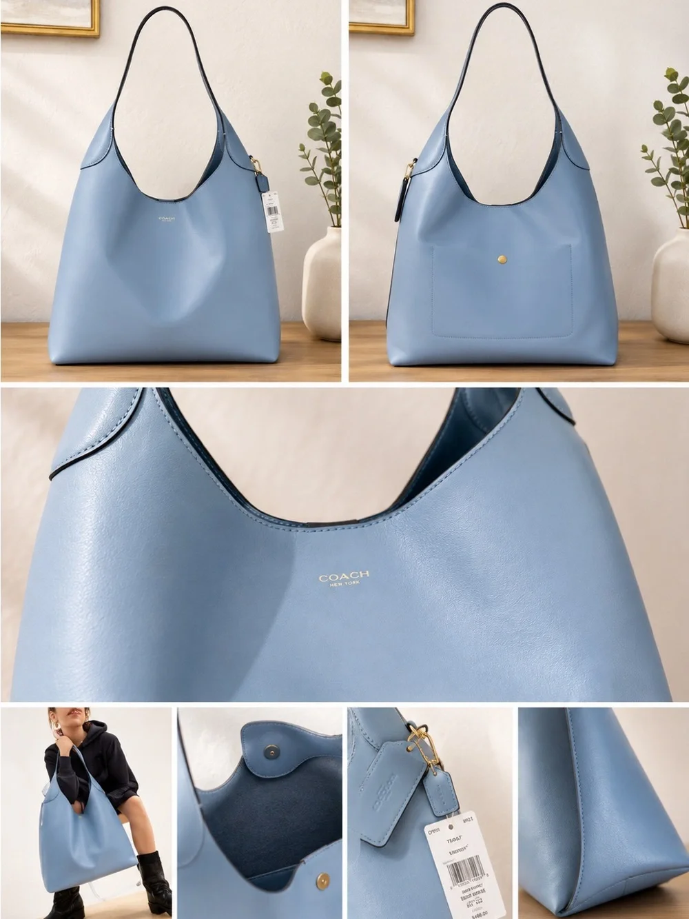 New Coach Leather Bluebell Brooklyn 39 Shoulder Bag